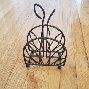 Napkin holder, upright, dark brown metal